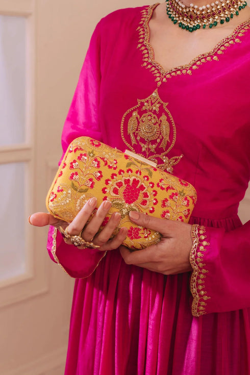 Alanna Box Clutch Mustard